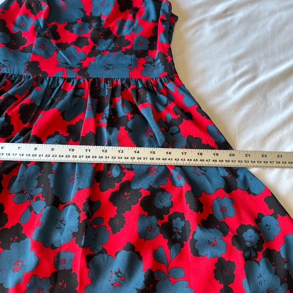 Kensie Sleeveless Fit and Flare Party Dress Lined Red Floral Small Babydoll - Picture 10 of 13